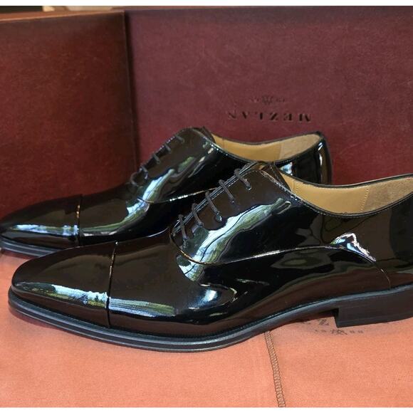 Mezlan Other - Mezlan E20264 Black Cap Toe Patent Leather Formal Oxford Size 9M